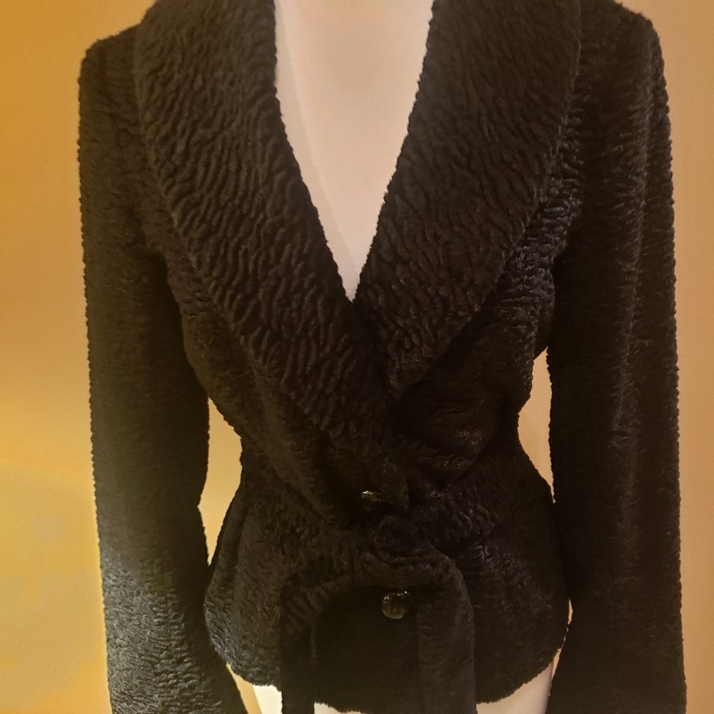 Cache Black Long Sleeve Tie Waist Jacket Size 6